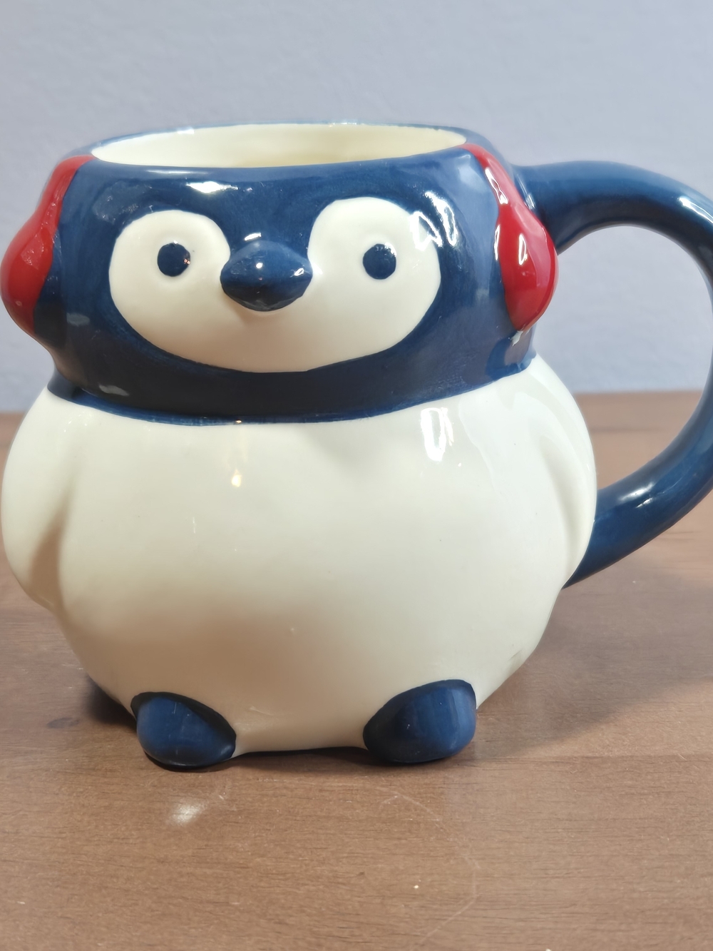 Wondershop Penguin In Ear Muffs Ceramic Mug in Navy and Cream Christmas Target
